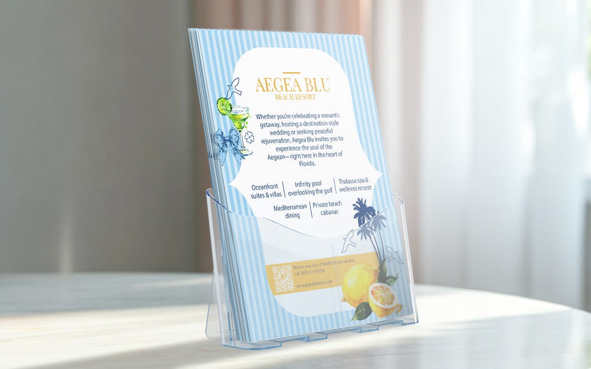 Colorful promotional flyers on glossy paper