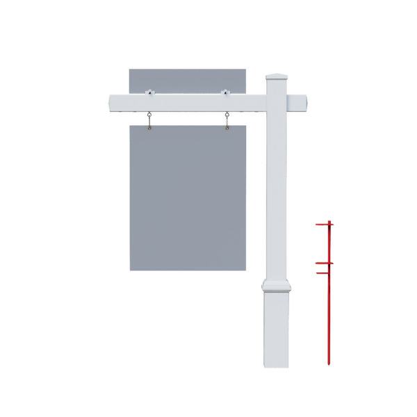 Picture of 6ft Vinyl Real Estate Post (1-Piece) - Standard Cap - Decorative Base