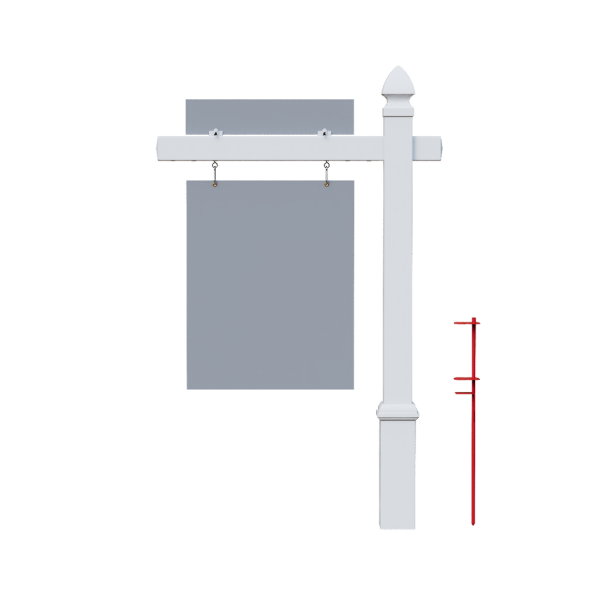 Picture of 6ft Vinyl Real Estate Post (1-Piece) - Gothic Cap - Decorative Base